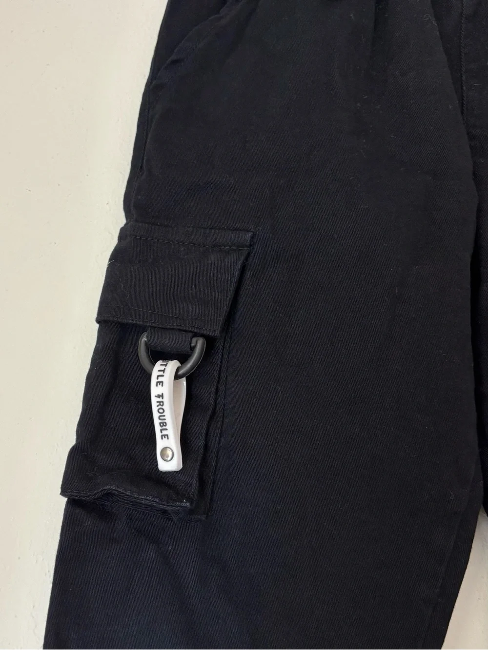 Little Trouble Cargo Pants 5T Black Joggers Casual Play Pockets